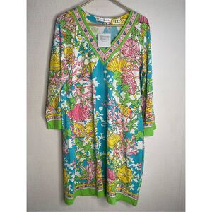 Tabi Resort Dress Womens 2XL Multicolor Knee Length Long‎ Sleeve V-Neck Vacation